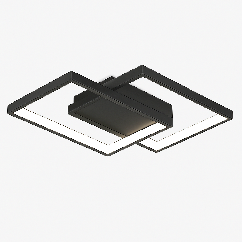 Sleek Black 45W LED Ceiling Light - Iron and Acrylic - 425x300mm
