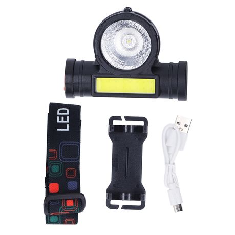 Led Headlamp Dual Light Source Cob Rechargeable Super Bright Headlight