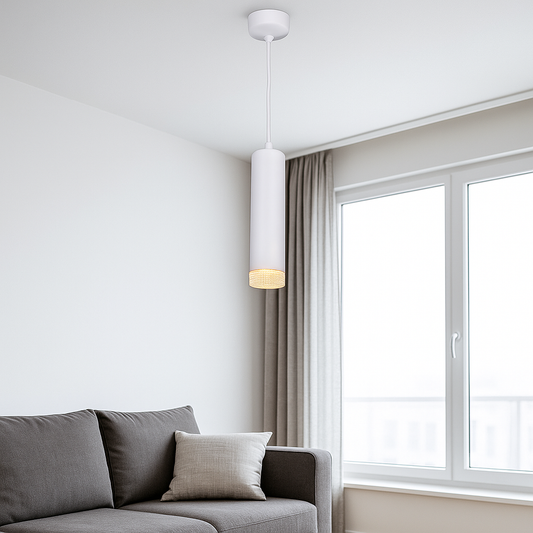 Modern Cylinder Pendant Light - GU10 - 55x245mm - White
