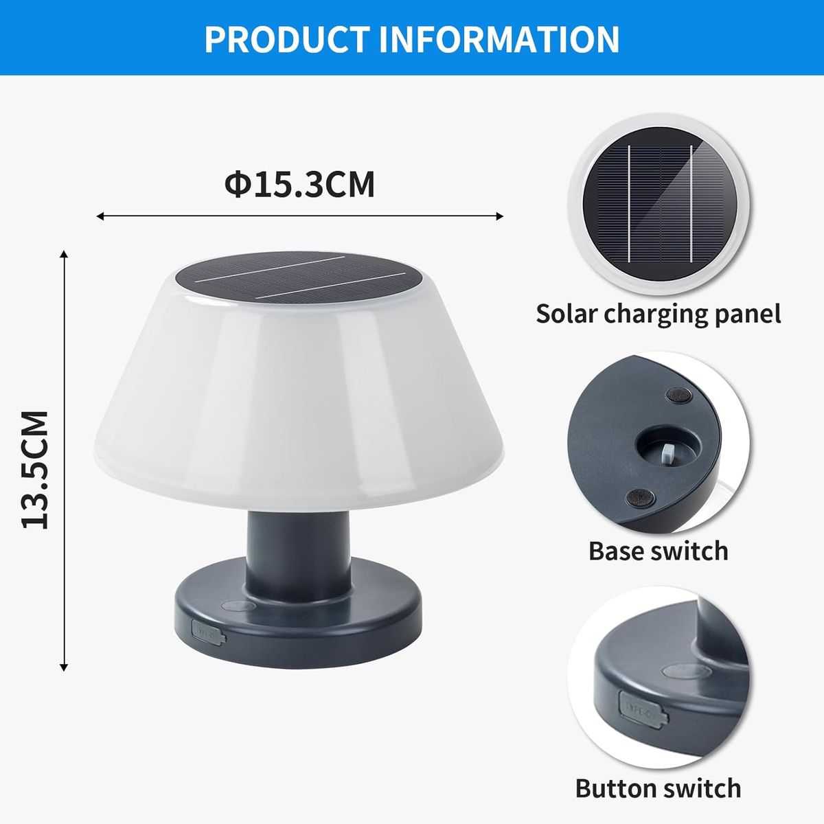 Solar Table Lamp - 4 Brightness Levels