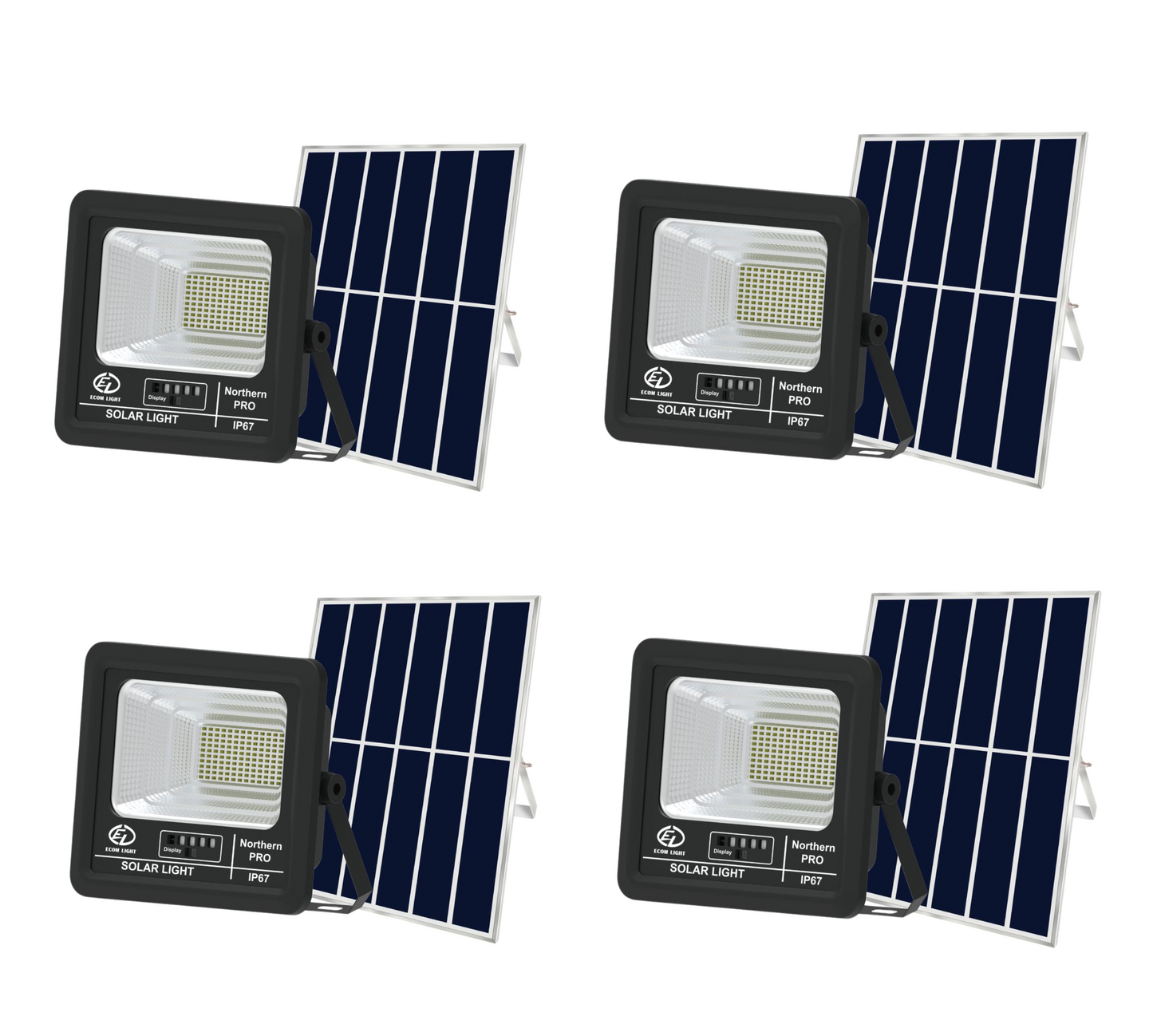 EL- Solar light with Power Level Display exchangeable Battery-100W Pro - 4 Pack