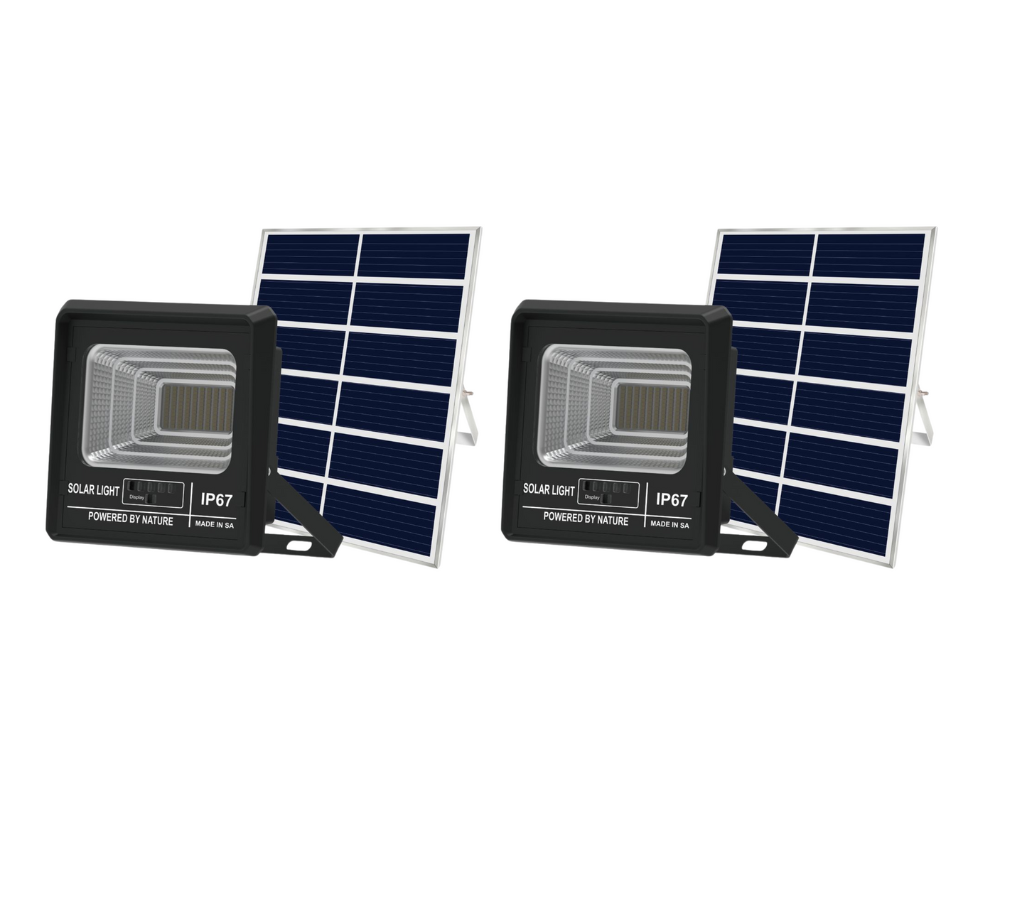 Ecomlight IP67 Solar Floodlight with Power Level Display - 200W Plus - 2 pack