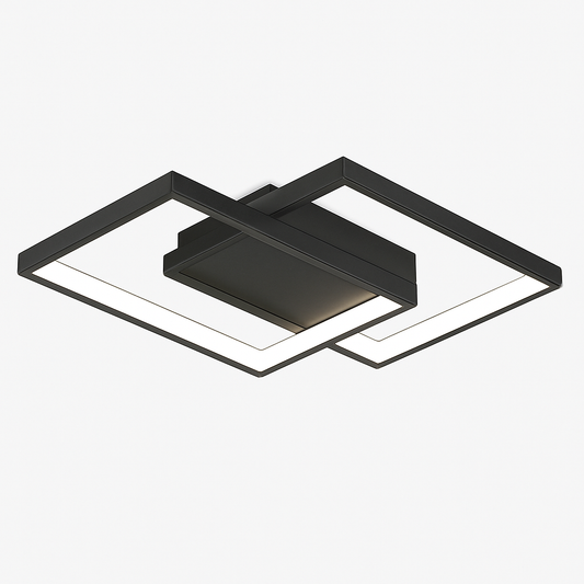 Sleek Black 45W LED Ceiling Light - Iron and Acrylic - 425x300mm