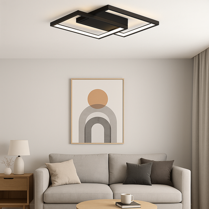 Sleek Black 45W LED Ceiling Light - Iron and Acrylic - 425x300mm