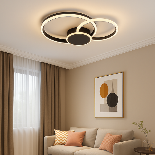 68W LED Ceiling Light - Black - 520x520mm - Iron & Acrylic Frame