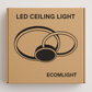 68W LED Ceiling Light - Black - 520x520mm - Iron & Acrylic Frame