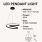 60W Spiral LED Pendant Light - Adjustable Height - 460mm