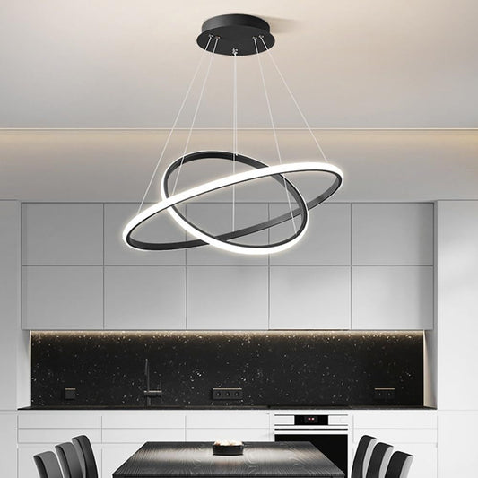 78W Twin Ring LED Pendant Light- Adjustable Height - 400mm+600mm