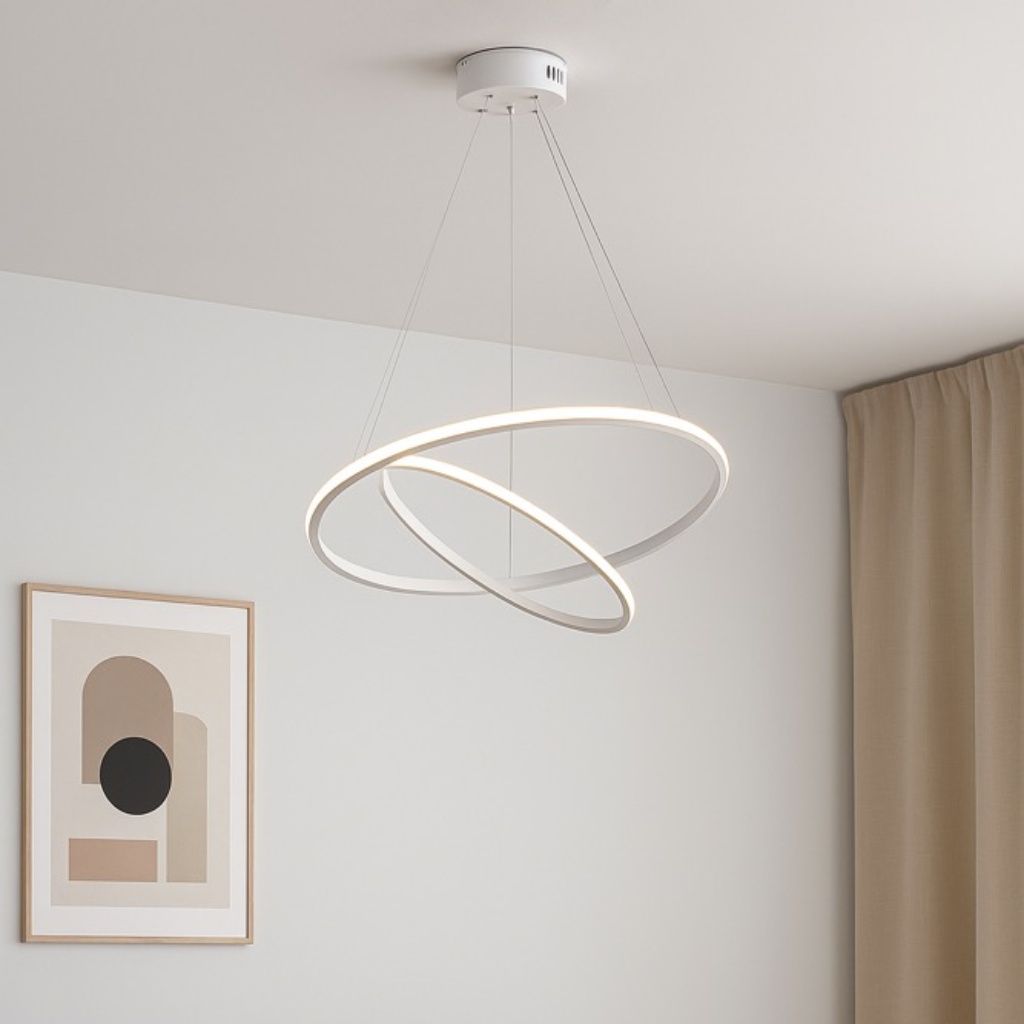 78W Twin Ring LED Pendant Light- Adjustable Height - 400mm+600mm
