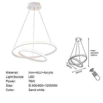 78W Twin Ring LED Pendant Light- Adjustable Height - 400mm+600mm