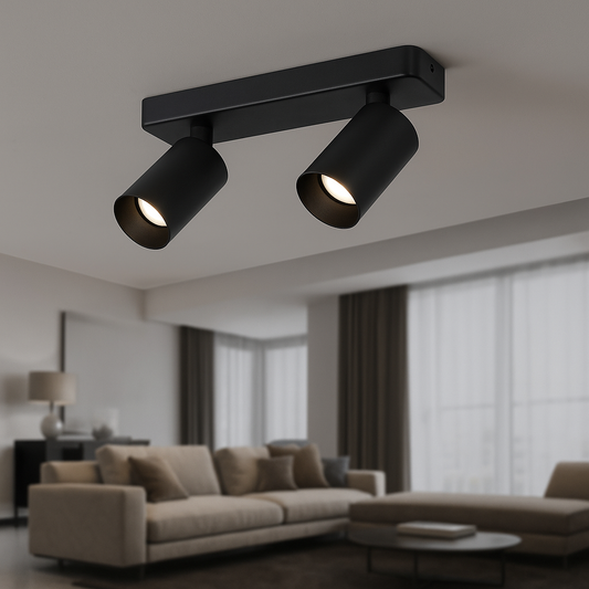2 Pack Dual GU10 Aluminum Ceiling and Wall Spotlight - Sand Black
