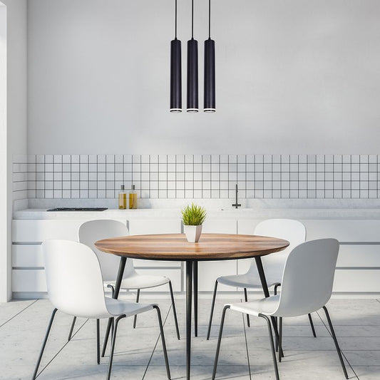 3-Head Modern Black Pendant Ceiling Light - Aluminum Design-2Pack