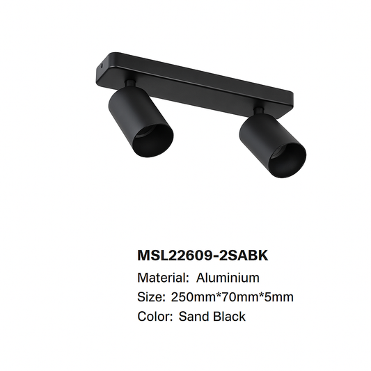 2 Pack Dual GU10 Aluminum Ceiling and Wall Spotlight - Sand Black