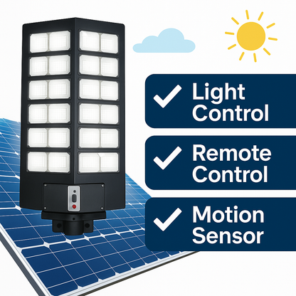 2000W Solar Street Lamp with Remote & Sensor - 2pcs