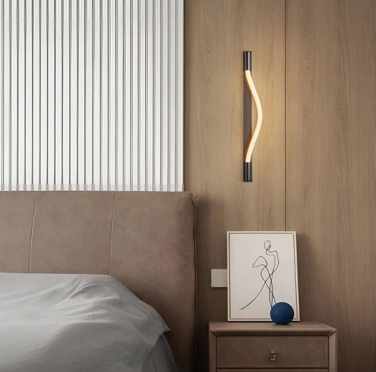 Ecomlight 7W Linear Curved LED Wall Light 4000K Warm Modern Sconce - 60cm