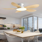 Modern 42" Ceiling Fan Light - White Body with Wooden ABS Blades + Remote