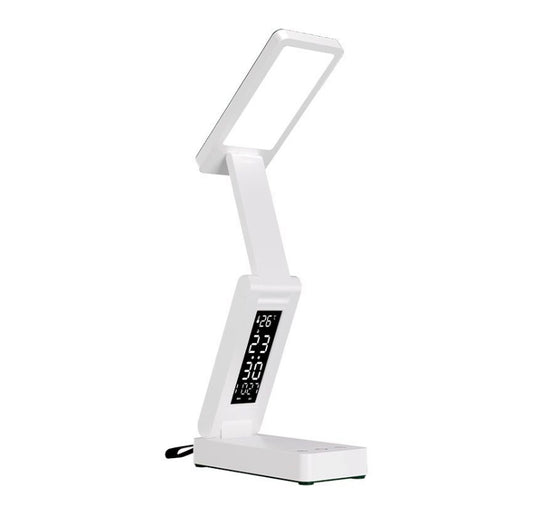 Foldable Desk Lamp with Power Bank Clock Display 3 Light Settings