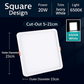 Square LED Ceiling Light - 20W - 6500K Cool White