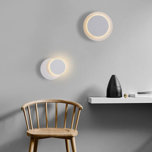 7W LED Rotatable Wall Lamp - White Round Metal Indoor Light