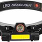 Led Headlamp Dual Light Source Cob Rechargeable Super Bright Headlight