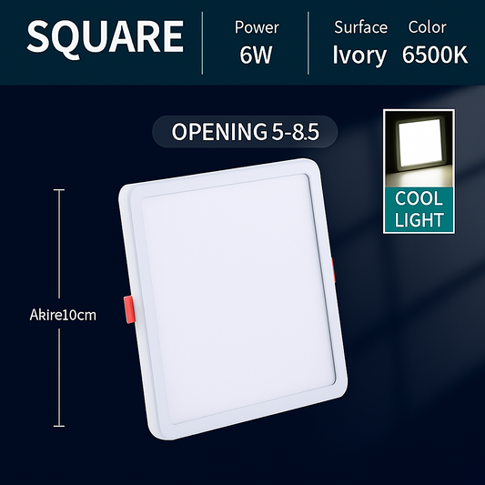 Square LED Ceiling Light - 6W - 6500K Cool White