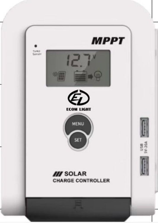 60A MPPT Solar Charge Controller 12V/24V Solar Panel Regulator with LCD Display Dual USB Multiple Load Control Modes Automatic identification