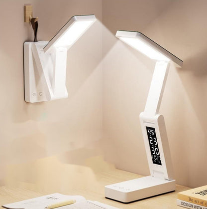 Foldable Desk Lamp with Power Bank Clock Display 3 Light Settings