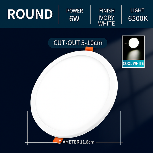 Round LED Ceiling Light Cool White - 6W