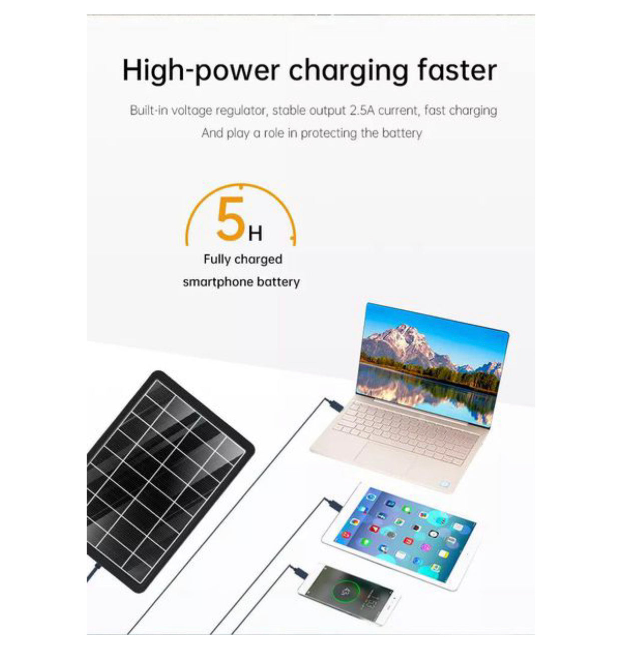 GD-120 15W Solar Panel Charging Station With USB Multi-Head Cable