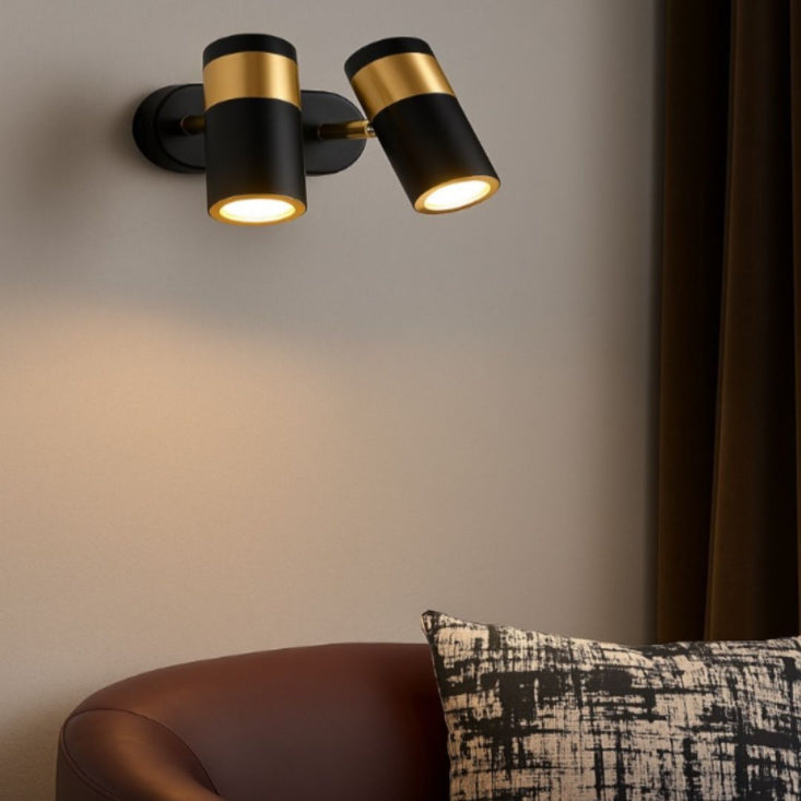 Ecomlight Dual-Head LED Wall Light 2×7W Adjustable Black & Gold Spotlight