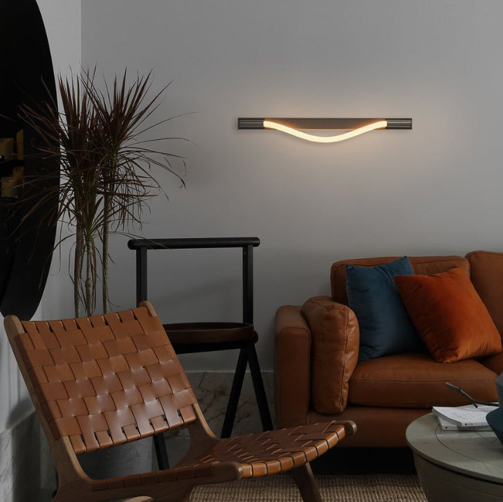 Ecomlight 7W Linear Curved LED Wall Light 4000K Warm Modern Sconce - 60cm
