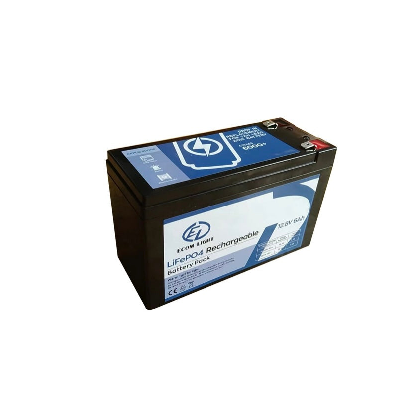 Rechargeable LifePO4 12.8v/6Ah Battery - 4 Pack