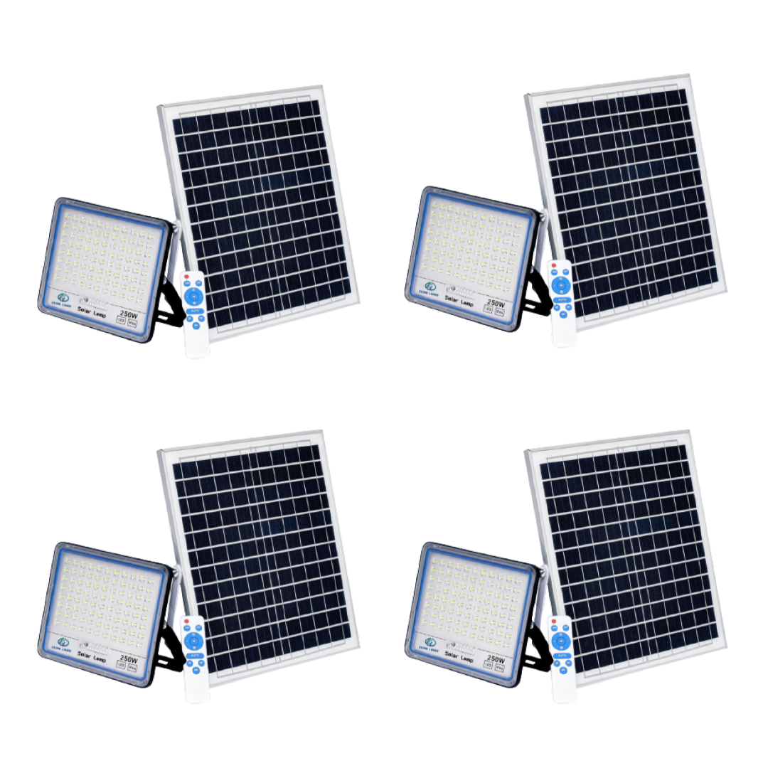 IP66 LED Solar Flood Light with Remote 250W - 4 Pack