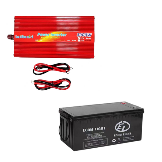 LaiRunH Inverter 3000W + 12V 200AH Deep Cycle Solar Gel Battery- Combo Set