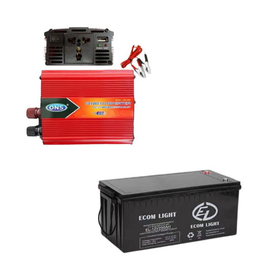 Ons inverter transformer 500W + 12V 200AH Deep Cycle Solar Gel Battery– Power Inverter Combo