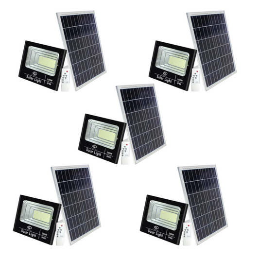 200W Solar Flood Spot Light, Northern Series - 5 x Pack