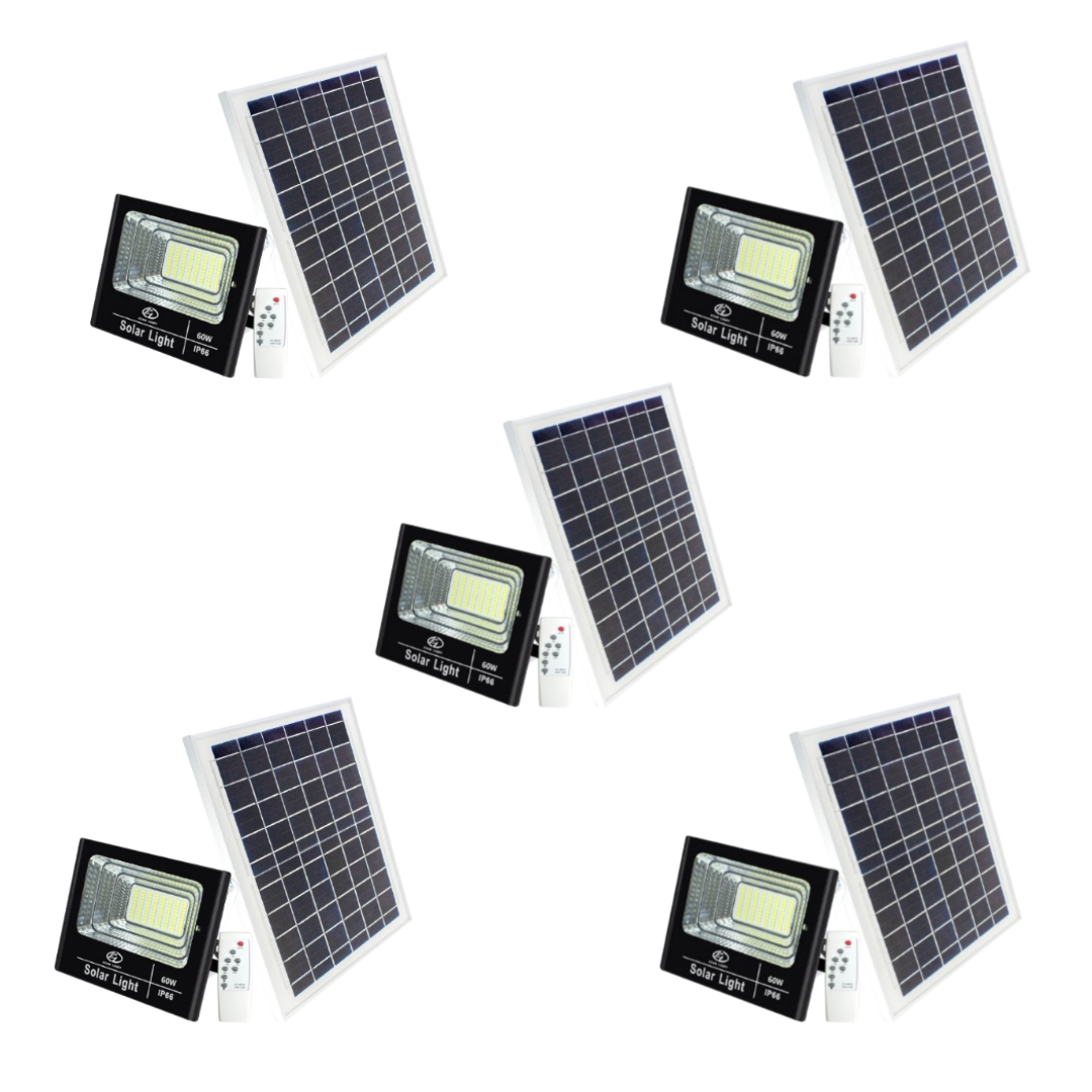 60W Solar Flood Spot Light, Northern Series - 5 x Pack