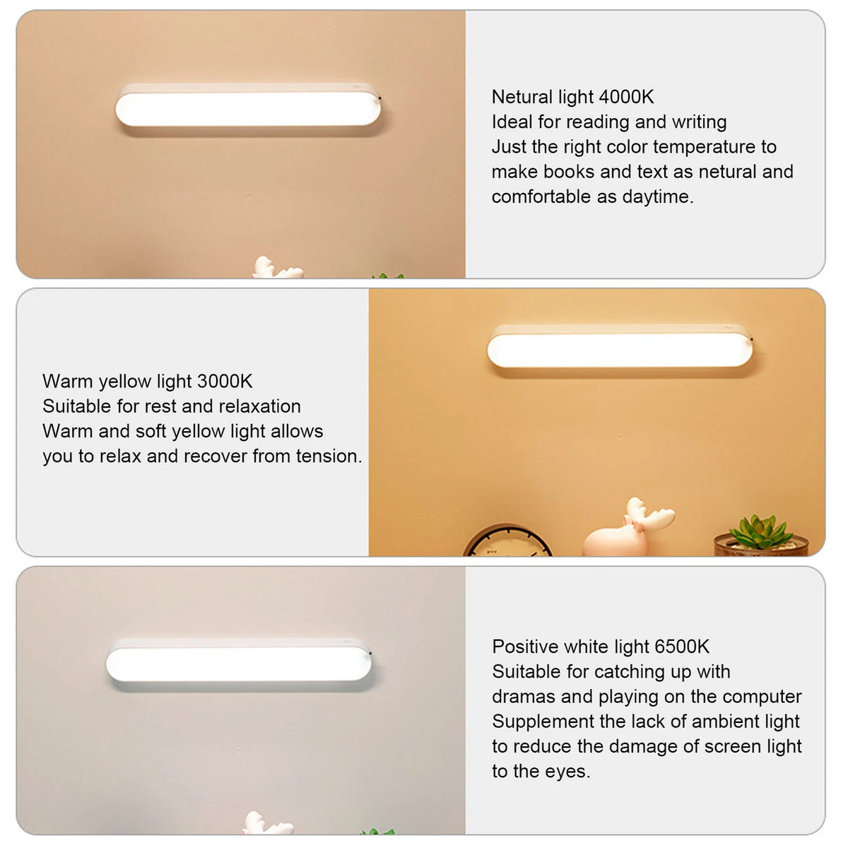 Ecomlight 5W Rechargeable Magnetic Desk Lamp - Touch Dimming, 3000-6000K