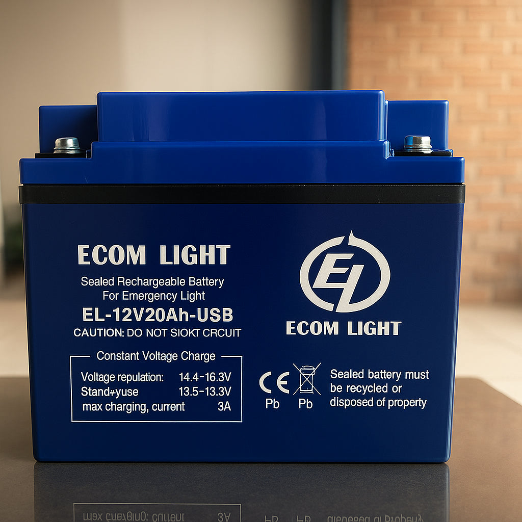 ECOM LIGHT 12V 20Ah Rechargeable Battery with 4 USB Ports & DC12V Output