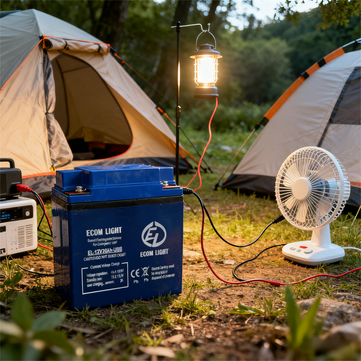 ECOM LIGHT 12V 20Ah Rechargeable Battery with 4 USB Ports & DC12V Output