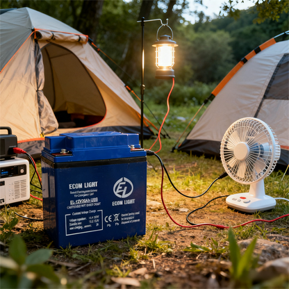 ECOM LIGHT 12V 20Ah Rechargeable Battery with 4 USB Ports & DC12V Output