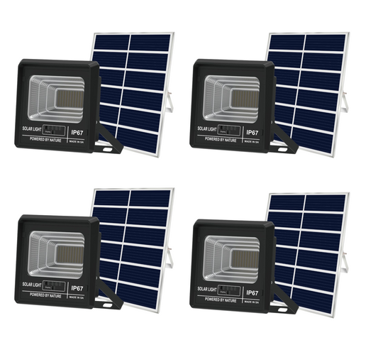 Ecomlight IP67 Solar Floodlight with Power Level Display - 200W Plus 4 pack