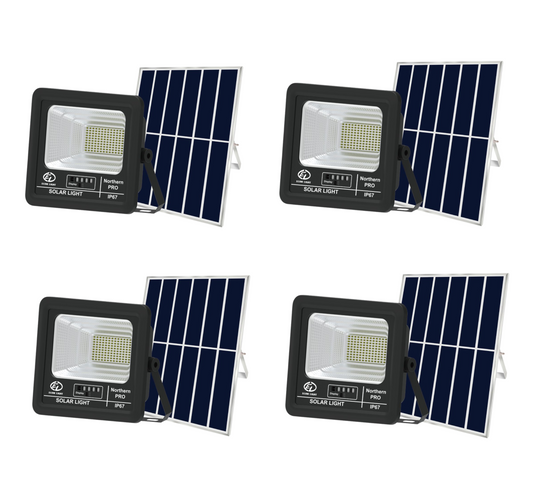 EL- Solar light with Power Level Display exchangeable Battery-100W Pro - 4 Pack
