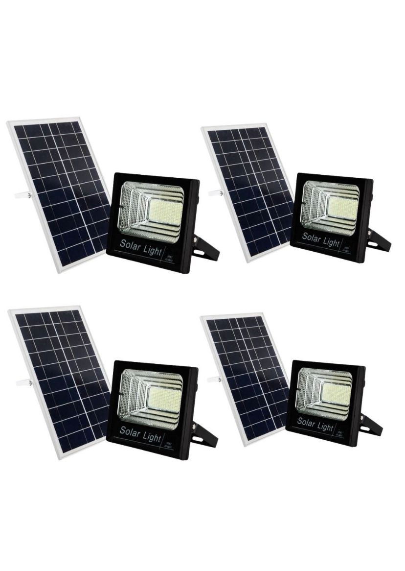 400W Solar Powered LED Flood Light With Panel & Remote- 4 Pack