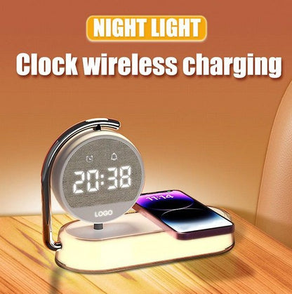 15W Wireless Charging Digital Alarm Clock LED 3-in-1 Desktop Charging