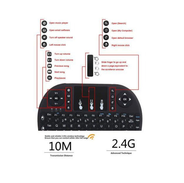 Mini 2.4GHz Backlit Wireless Keyboard Touchpad for PC TV Box Android