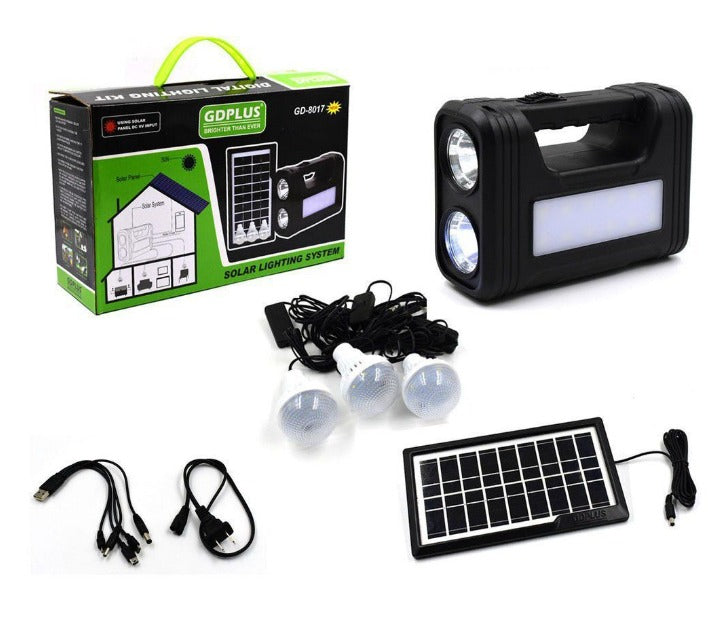 GD-8017A Solar Home Lighting System with 3 Led Bulbs