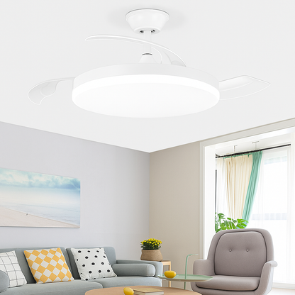 42" White Ceiling Fan Light with Remote - Quiet Motor, 36W, Modern Design