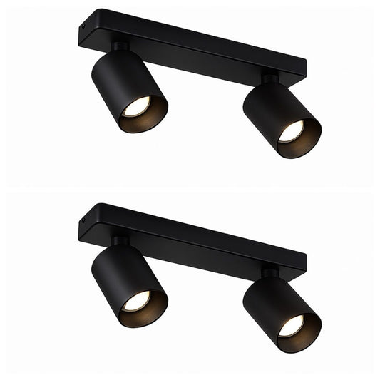 2 Pack Dual GU10 Aluminum Ceiling and Wall Spotlight - Sand Black