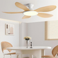 Modern 42" Ceiling Fan Light - White Body with Wooden ABS Blades + Remote
